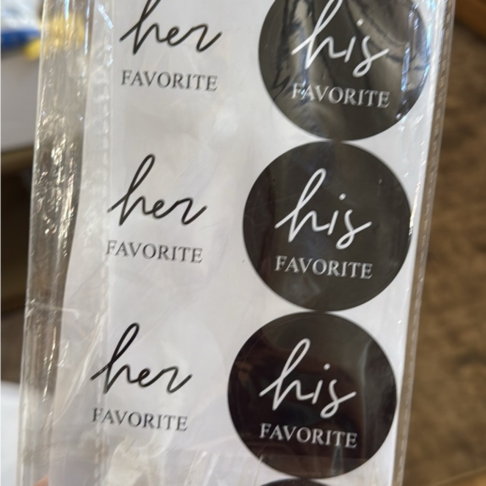 Black and White 'His and Her Favorite' Stickers